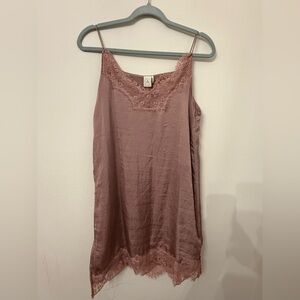 Paper Crane Mauve Lace Slip Dress